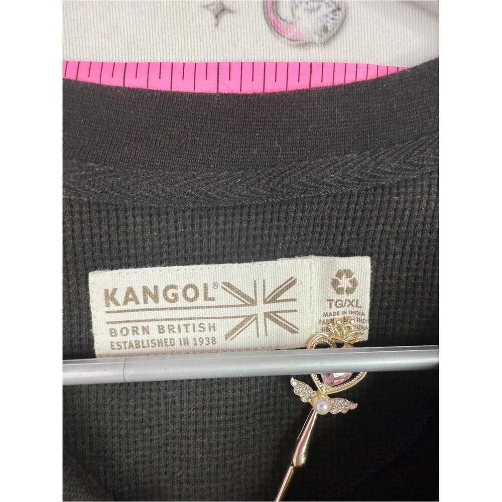Kangol shirt waffle knit Men’s Short Sleeve Henley Shirt in grey Dark Brown